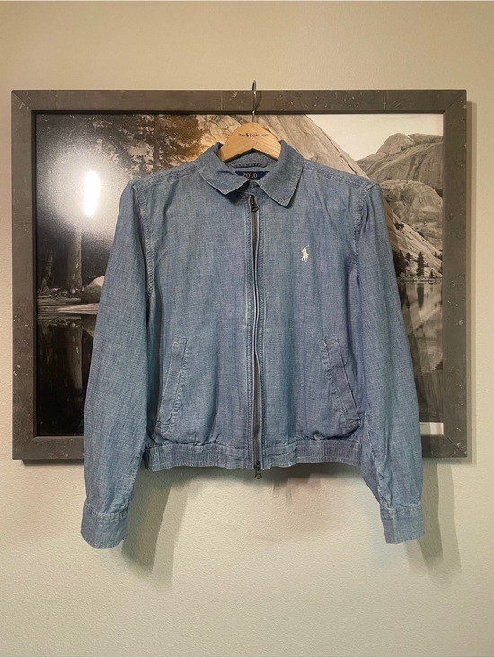 Ralph Lauren Jackets & Blazers - Ralph Lauren Blue Denim Zip-Up Jacket with Plaid Lining